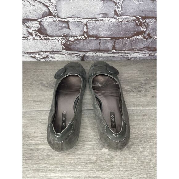ECCO Grey Suede Leather Button Detail Ballet Casual Flats Women Sz 38EU/7.5M US - Picture 6 of 16